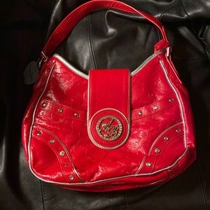 Apple bottom purse, red faux leather